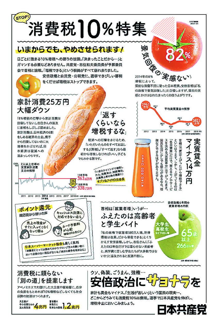 図：しんぶん赤旗号外３～４月号　１面